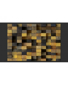 East Urban Home Wooden Cubes Wallpaper Roll Dark brown Honey yellow Fabric 2.45m x 350cm