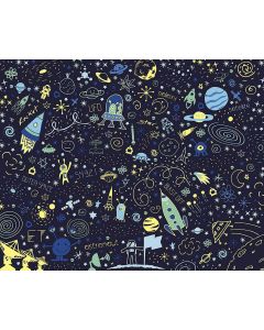 OhPopsi WALS0379 Space Doodle Wall Mural Wallpaper Blue 300 x 240cm