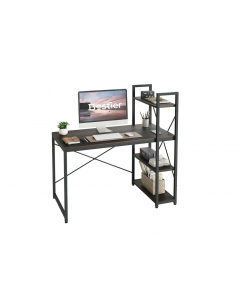Bestier Reversible Computer Home Office Desk Workstation 4-Tier Shelves Brown Black   
