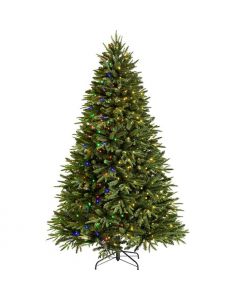 WeRChristmas Pre lit Grand Alaskan Fir Function Christmas Tree with 500 Multi Dual LED Lights 7 feet 2.1m, Green