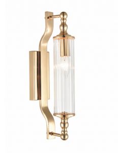 Franklite Wall Light Bracket With Clear Ribbed Glass Gold