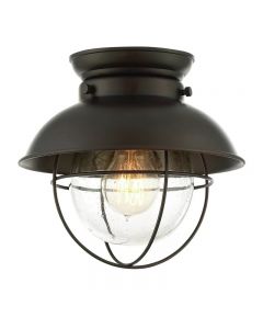 Meridian Lite Aminata 1-Light Ceiling Light Flush Mount Metal Black and Clear Glass
