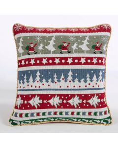 Father Santa Stripe Christmas Tapestry Cushion Covers Red 45 x 45cm