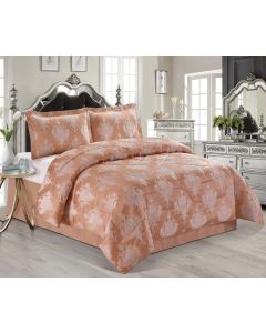 The Luxurious Collection Jacquard Bedspread Quilted Comforter 6ft Set Super King Rose Gold 