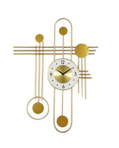 Funtabee Apollo Large Wall Clock Arabic Numerals Silent Quartz Metal Gold     