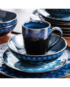 vancasso Starry 16 Piece Dinnerware Set Stoneware Service for 4 Blue and Black