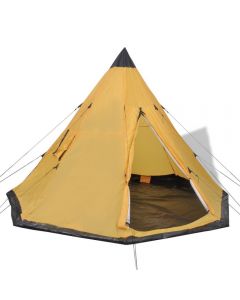 vidaXL 4 Person Outdoor Tent Yellow A-Frame Shape Polyester and iron 