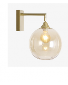 Russell Lowe 1-Light Wall Light Globe Gold with Amber Globe Shade