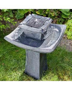 The Outdoor Living Solar Powered Pagoda Water Fountain Outdoor Cascading Garden Water Feature Dark Grey
