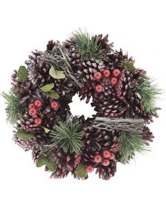 Clayre & Eef Wreath Christmas Pine Cones Green Brown 25 x 8 cm