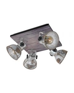 Eglo Barnstaple 4 Light Vintage Rustic Ceiling Spotlight Brown, Patina and Black L45 x W45cm