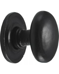 Old Hill Ironworks Smooth Oval Cabinet Knobs On Round Rose Black 36mm