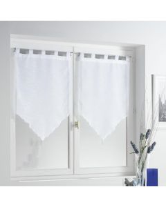 Douceur d'Intérieur 2 Net Curtain Pompon White 90L x 90Wcm