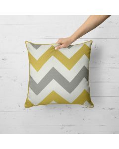 Fusion Chevron Cushion Cover, Mustard Yellow and Grey 45cm SET OF 2