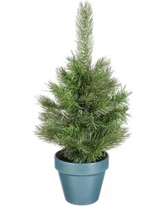 Forever Green Artificial Tabletop Christmas Tree with Lights, Green Plastic Pine Tree, 26 x 45 cm