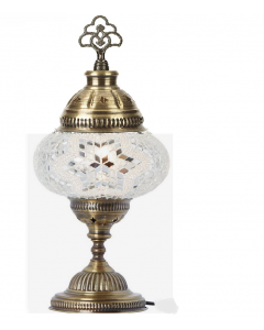 House Additions 1 Light Handmade White Turkish Mosaic Table Lamp, Bronze Base 36cm