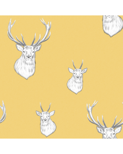 House Additions Yellow Stag Pearl Effect Embossed Wallpaper 