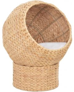 vidaXL Handmade Cat Basket Pet Bed with Removable Cushion Seagrass Natural 
