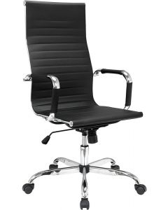 Porthos Home High Back Office Swivel Chair Black PU Leather with Arms and Wheels