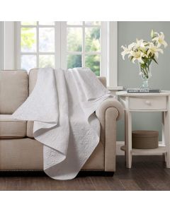 Madison Park Damask  Quilted Throw White 150 X 200 cm    