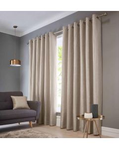 G Studio Catalonia Thermal Brushed Lined Eyelet Curtains Natural Beige 117 x 182cm D