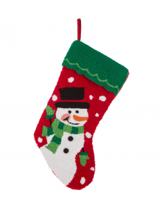 Glitzhome Christmas Décor Hooked Stocking Snowman Red  