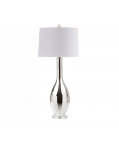 House Additions Table Lamp with Silver Grey Shade Base Chrome Silver  