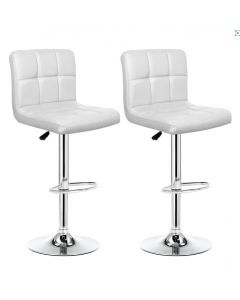 IWMH Toplo Modern Bar Stools Faux Leather White SET OF 2 