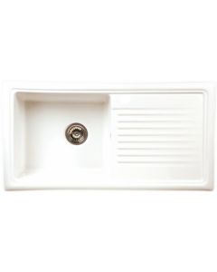 Reginox RL304CW 1.0 Bowl White High Gloss Ceramic Reversible Kitchen Sink and Waste 