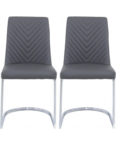 CIMC Home Chevron Faux Leather Dining Chair Grey  set of 2, W 47cm x D 55cm x H 99.5cm