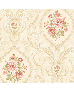 SK Filson Chelsea Garden Vintage Floral Wallpaper Roll, Beige Cream