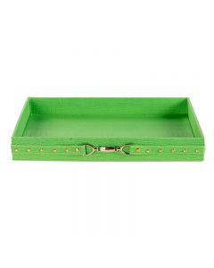 Garpe Storage Coffee Faux Leather Table Tray, Green and Gold W5 x D39 x H29cm