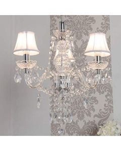Muno Romeo Baroque Style 3 Light Chandelier Transparent White Cotton Shades D45cm x H58cm 