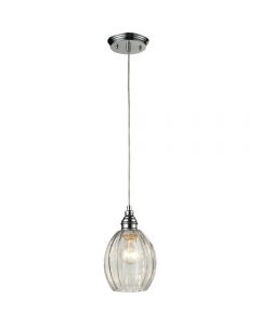 ELK Lighting Danica 1 Light Ceiling Pendant, Polished Chrome with Clear Glass Shade