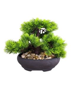 House Additions Artificial Japanese Pine Bonsai Tree in Ceramic Planter Green 17cm