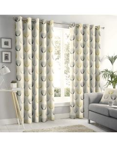 Fusion Delta Pair of Eyelet Lined Curtains Natural Beige 117 W x 137 D cm