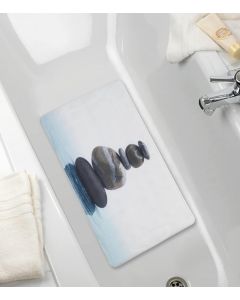 WENKO Meditation Non-Slip Bath Mat with Suction Cups White Grey 40 x 70cm