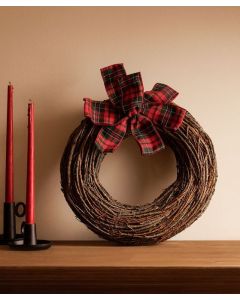 House Additions Christmas Handmade Wreath With Red and Green Bow 40 cm