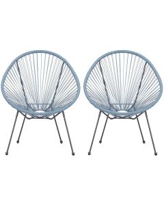 TICO Garden Lounge Chair Set of 2 Light Blue 89cm H x 73cm W x 76cm D