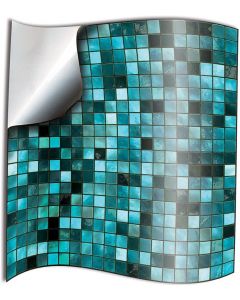 Tile Styles Decals 24 Units Turquoise Blue Green Tile Stickers Printed Mosaic 15cm