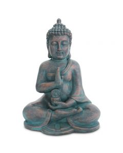 Sigres Disseny Figurine Statue Praying Buddha Resin, Grey 40H x 28W x 21D cm