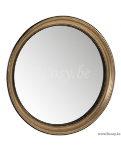 J-Line Pleasure of Living Ramsay Accent Mirror Round Wood Black Gold 44cm x 44cm x 3cm 