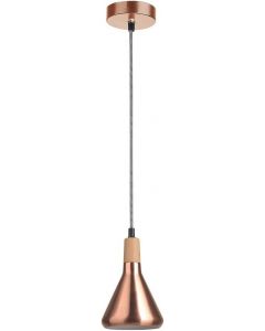 Nova Luce Venanzio 1 Light Ceiling Pendant Copper Metal & Natural Wood