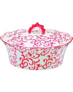 Heritage Casserole Christmas Floral Stoneware White and Red  