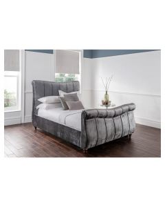 Louisiana Luxury Plush Velvet Bed Frame Double 4FT 6 Titanium Grey