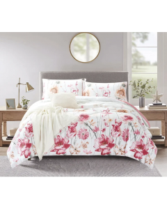 Riccardo Valeria A06 Bedspread Floral White Pink Single 3FT 