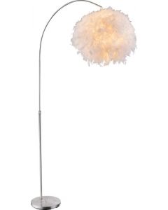 Globo Lighting Floor Lamp Matte Nickel With White Feathers Shade