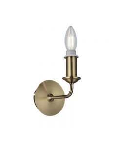 Deco Bayan 1 Light Candle Wall Light Metal, Antique Brass