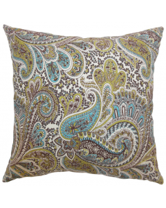 The Pillow Collection Cushion Cover in Paisley Chocolate Green 45cm