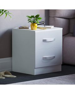House Additions 2 Drawer Bedside Chest High Gloss White
